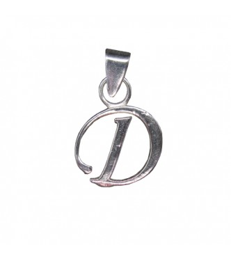 PE001428 Sterling Silver Pendant Charm Letter D Solid Genuine Hallmarked 925